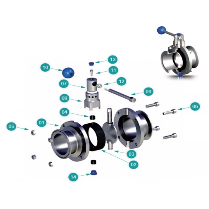 Кран дисковый DN63 2.5 дюйма под кламп соединение 77.5мм. Нержавеющий AISI-304 фото 3