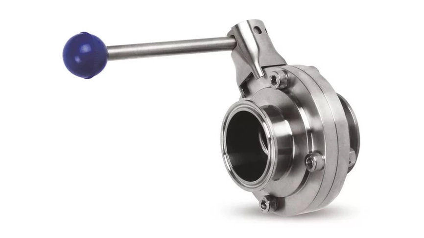 Кран дисковый DN63 2.5 дюйма под кламп соединение 77.5мм. Нержавеющий AISI-304 фото 2