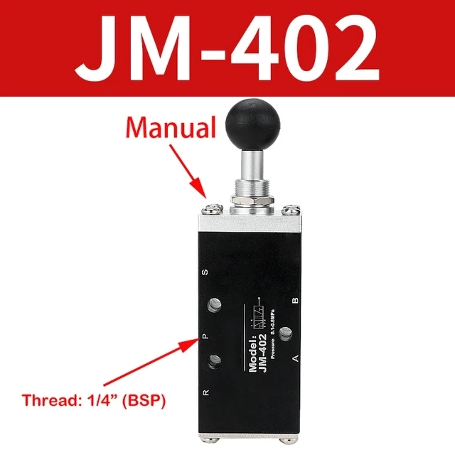 JM-402/JM-402A. Ручной двухпозиционный пятиходовый клапан фото 2
