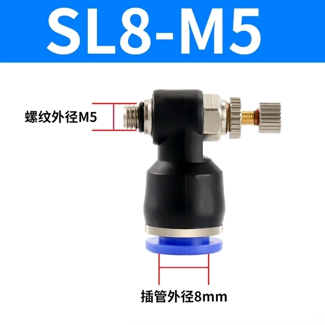 SL - Фитинг комбинированный с регулировкой воздуха, угловой. Дроссель пневматический фото 6